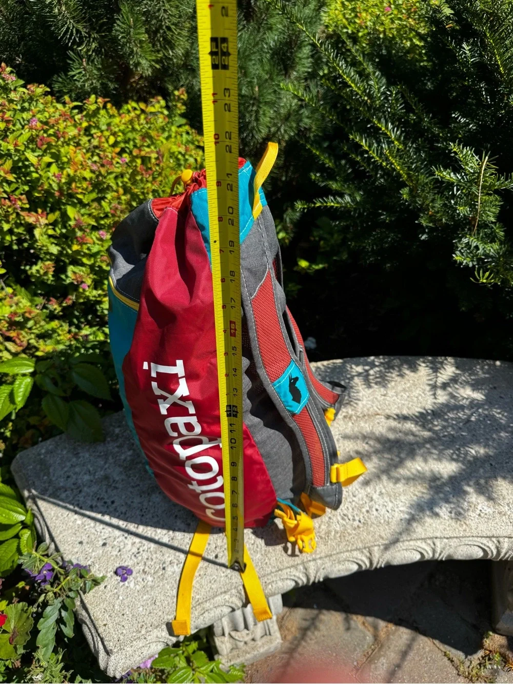 cotopaxi Luzon 18L Teal, Gray & Red Drawstring Daypack with Yellow Accents